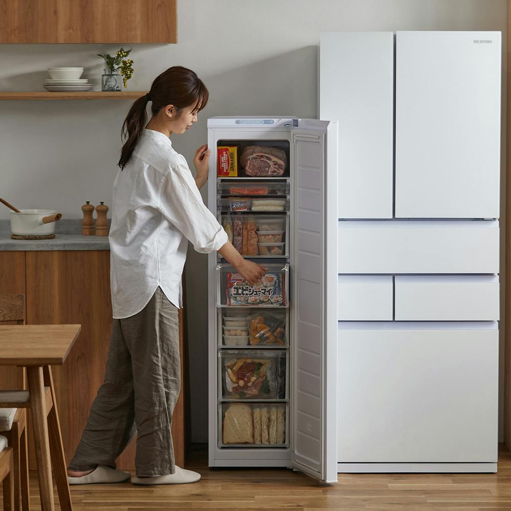 アイリスオーヤマ スリム冷凍庫 120L IUSN-S12A-W ホワイト 冷凍食品