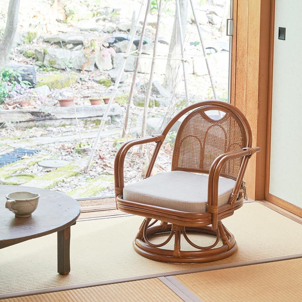 OVITAS 籐椅子ミドル 50×48×60cm ラタンチェア 椅子 座椅子 4540084