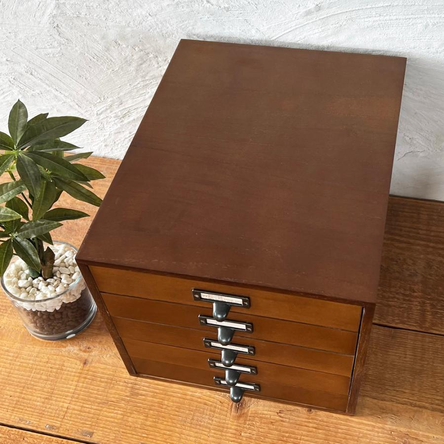 木製 卓上 引き出し収納 書類ケース おしゃれ ダークブラウン