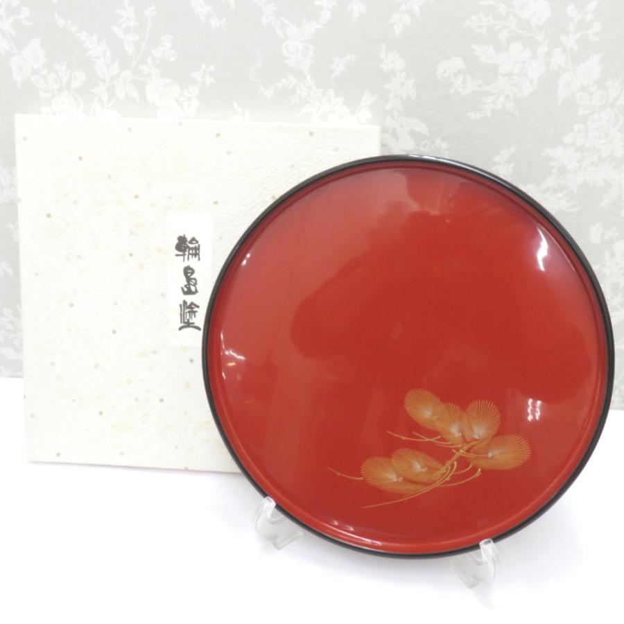 骨董・民芸品 輪島塗 丸盆 平盆 お盆 漆器 沈金 能登輪島 漆芸 箱有