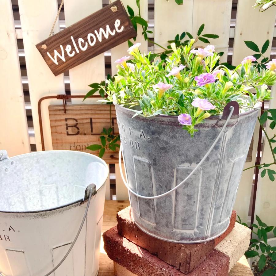 鉢カバー プランターカバー ブリキ おしゃれ バケツ 白 北欧 寄せ植え