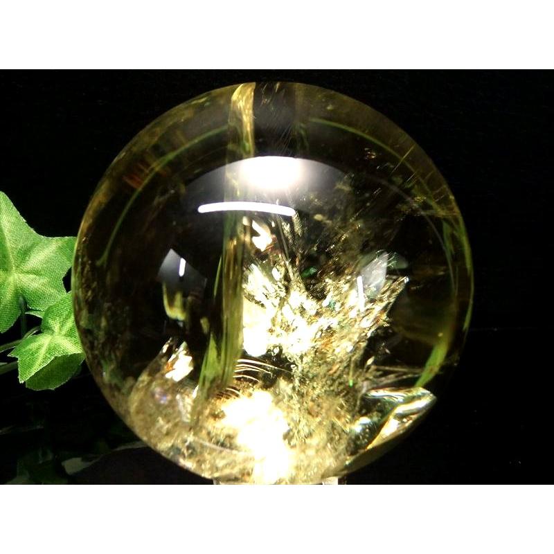 ほぼ全面 虹入り S級 レインボー シトリン 丸玉 座付き 直径約71mm 重