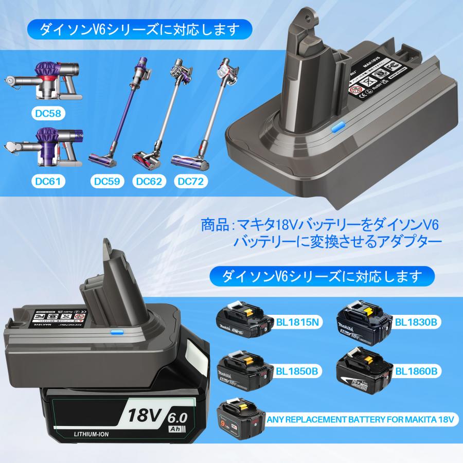 ダイソン Dyson マキタ 変換 V6 アダプター Makita 18V バッテリー