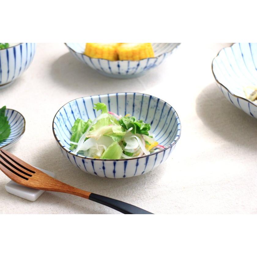 吹墨十草 三角中鉢 13.5cm 国産 美濃焼 4.5寸中鉢 三角45鉢 ボウル