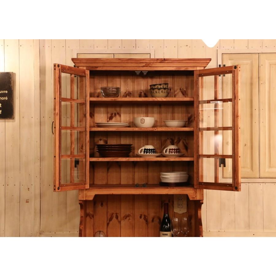 日本製】2ガラスドア・クラシックカップボード・W800 カントリー調