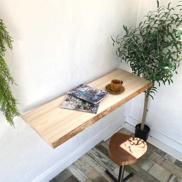送料無料 無垢板 無垢 天板 一枚板 テーブル 机 棚板 皮付 桧 ひのき