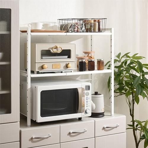 ぼん家具 伸縮 レンジラック おしゃれ キッチン収納 スリム 棚 調味料