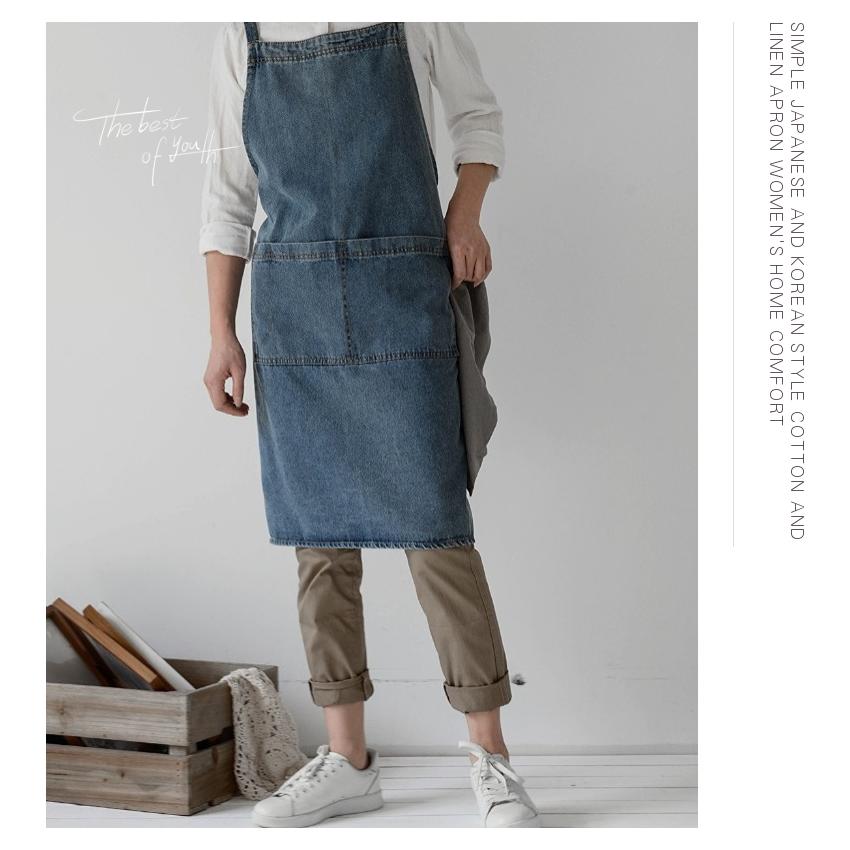 即納 デニムエプロン H型エプロン おしゃれ 多機能ポケット 男女兼用