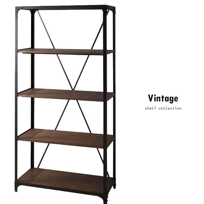 送料無料】棚 シェルフ ラック ヴィンテージ風 5段シェルフ・メール便
