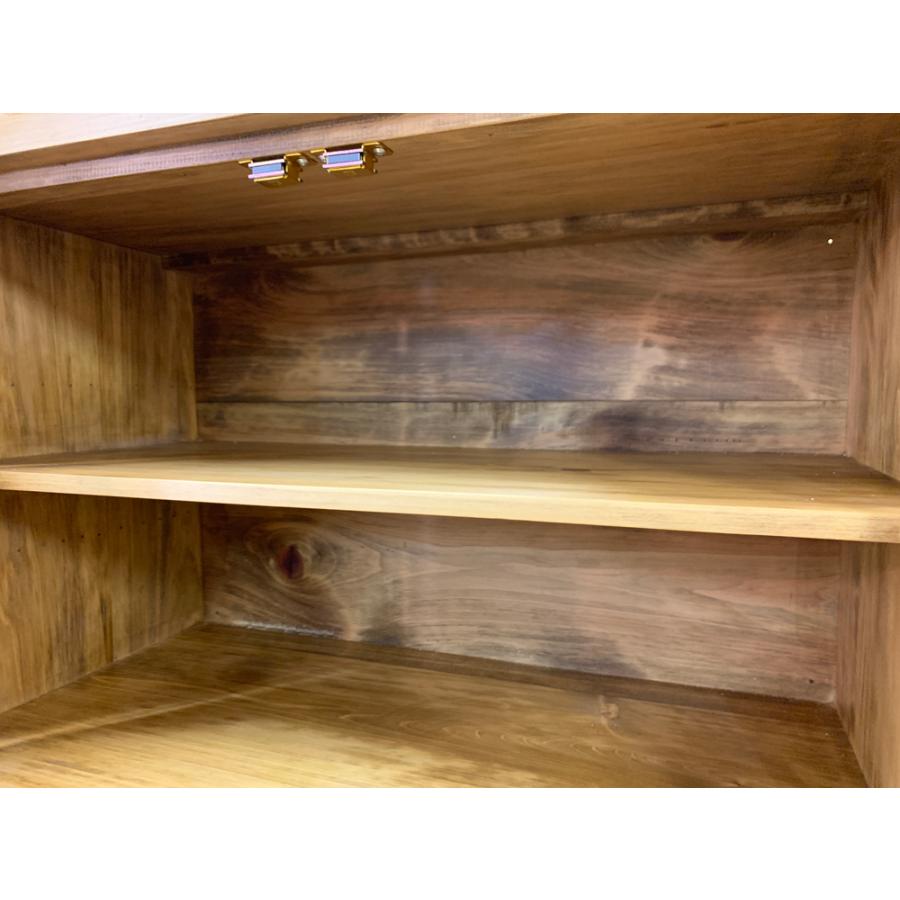 吊戸棚 キャビネット チェッカーガラス アンティークブラウン 120×30