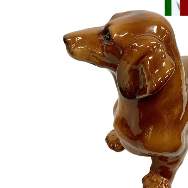 ミニチュアダックスフンド 置物 犬 インテリア オブジェ 陶器
