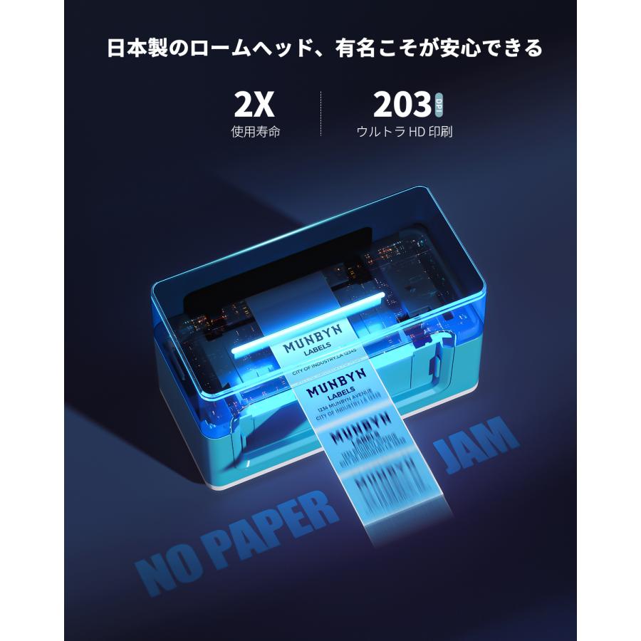 MUNBYN サーマルラベルプリンター 感熱ラベルプリンター 高速印刷