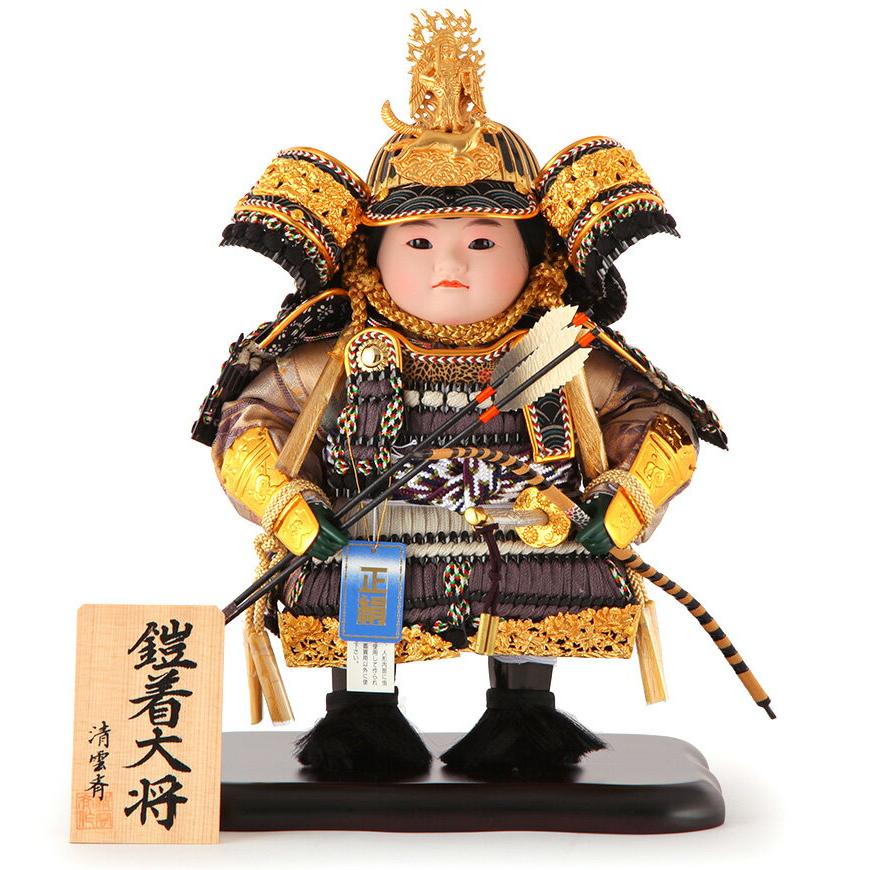 五月人形 上杉謙信 子供大将飾り 人形単品 清雲斉作 鎧着大将 正絹