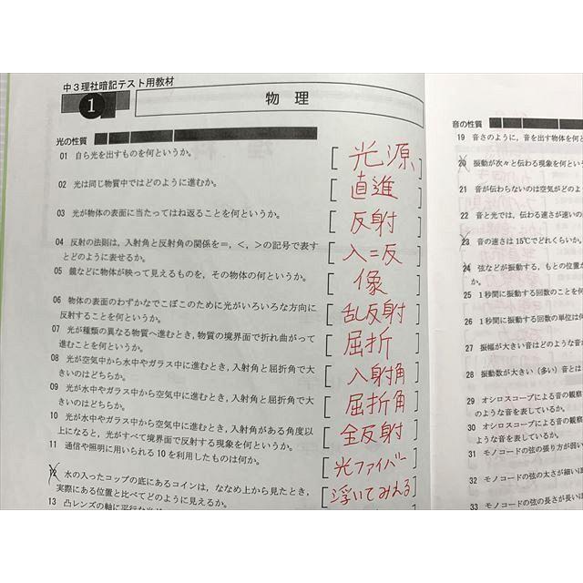 馬渕教室 中3 理社 暗記大会テキスト 絶対にこれだけは覚えよう