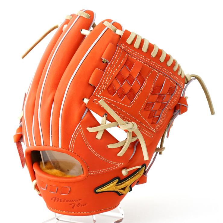 美品】 Mizuno Pro 硬式グローブ オレンジ 左利き用 Mizuno Pro