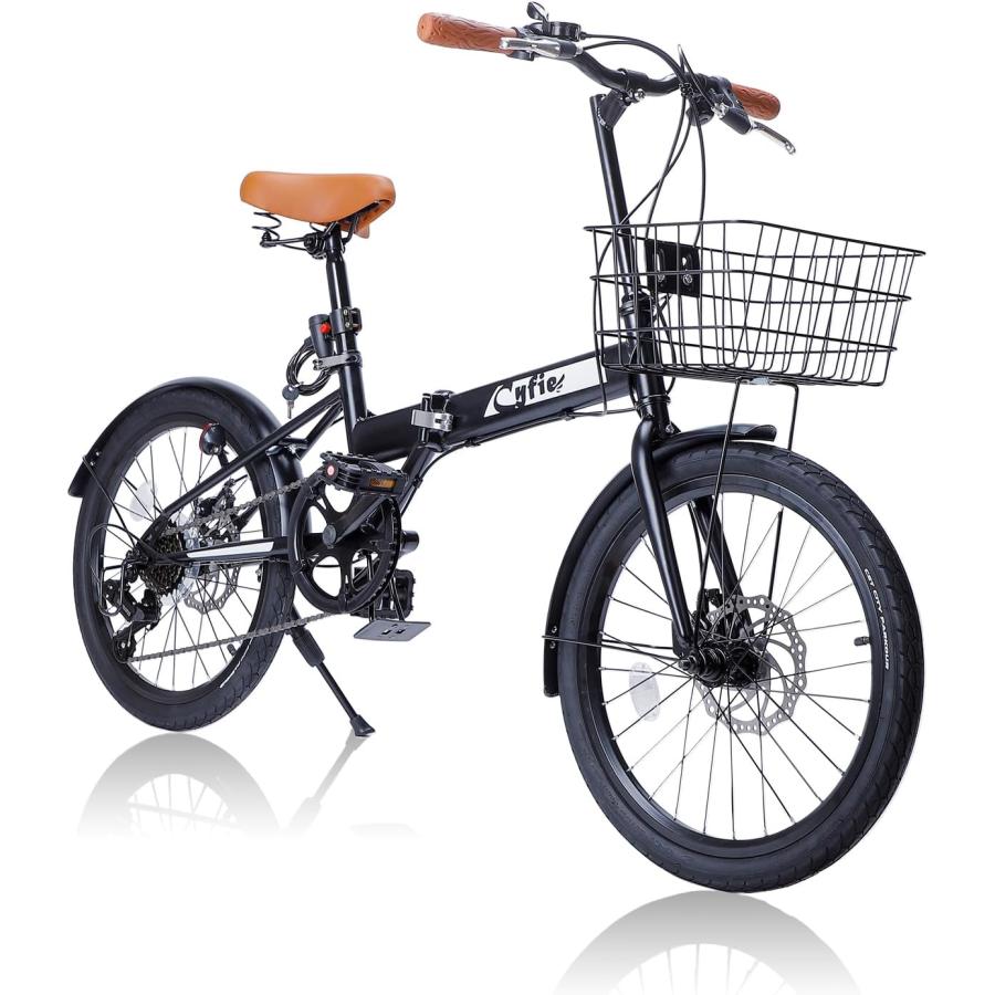 折りたたみ自転車 20インチ 自転車 シマノ7段変速 カゴ付き 軽量