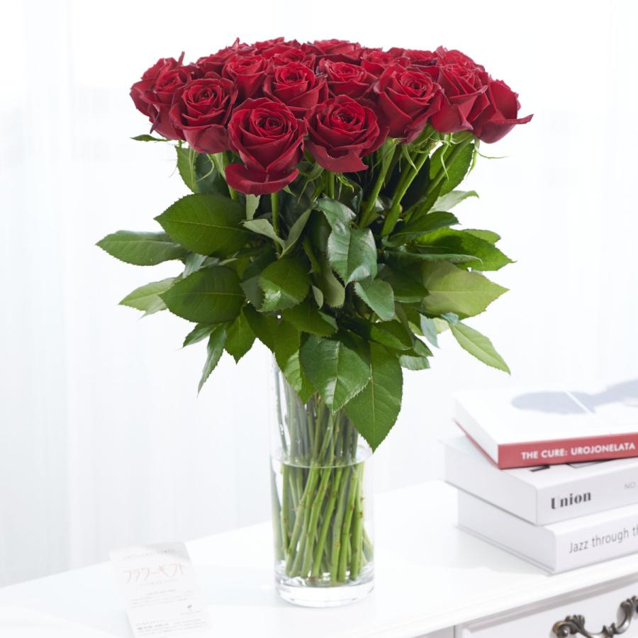 花瓶フラワー・フラワーベース シリンダー（クリア） 赤バラ30本 : SP