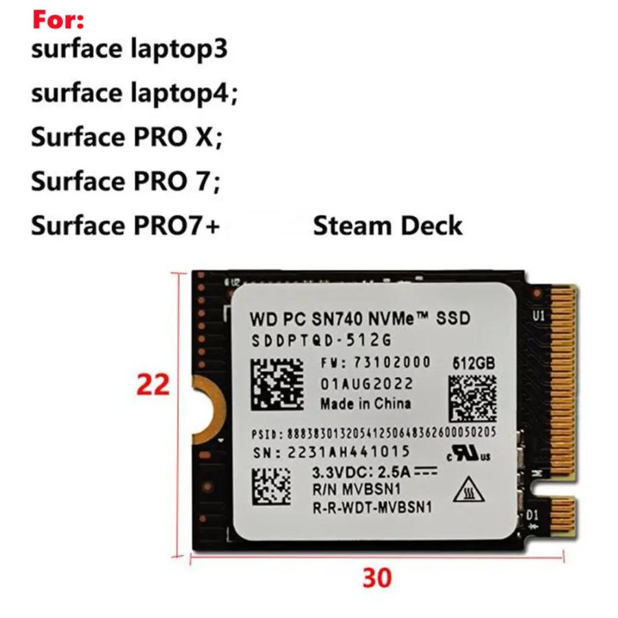 Western Digital WD SN740 / SN5000S M.2 2230 SSD 2TB 1TB 256GB NVMe