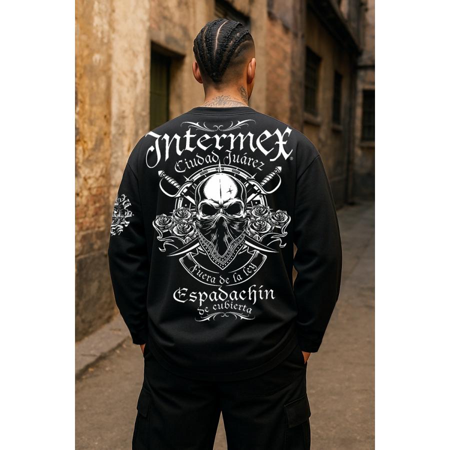 長袖 Tシャツ ロンT 服 INTERMEX インターメックス スカル itm-060 黒