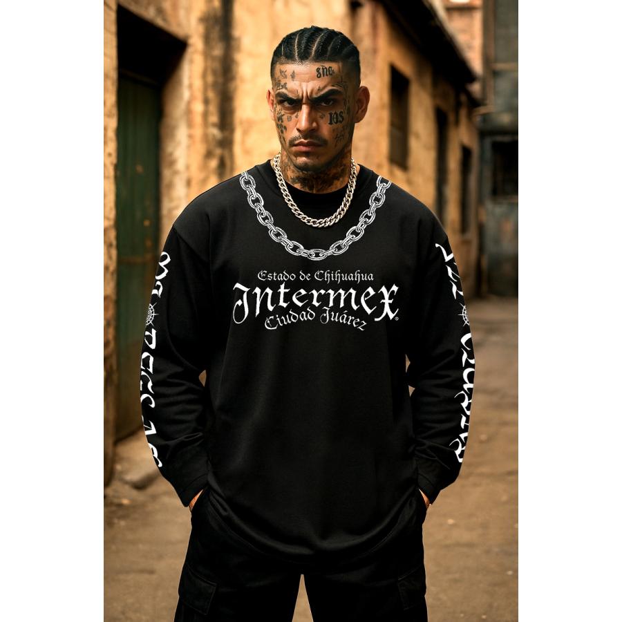 長袖 Tシャツ 服 INTERMEX コブラ パイソン柄 ロンT itm-090 黒 白