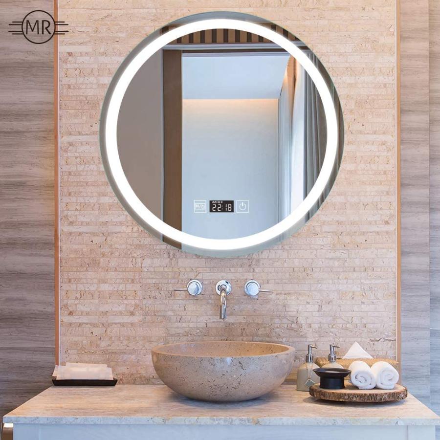 ミルオ君の鏡工房 ledミラー 丸鏡 50cm 壁掛け 化粧鏡 ライト付き