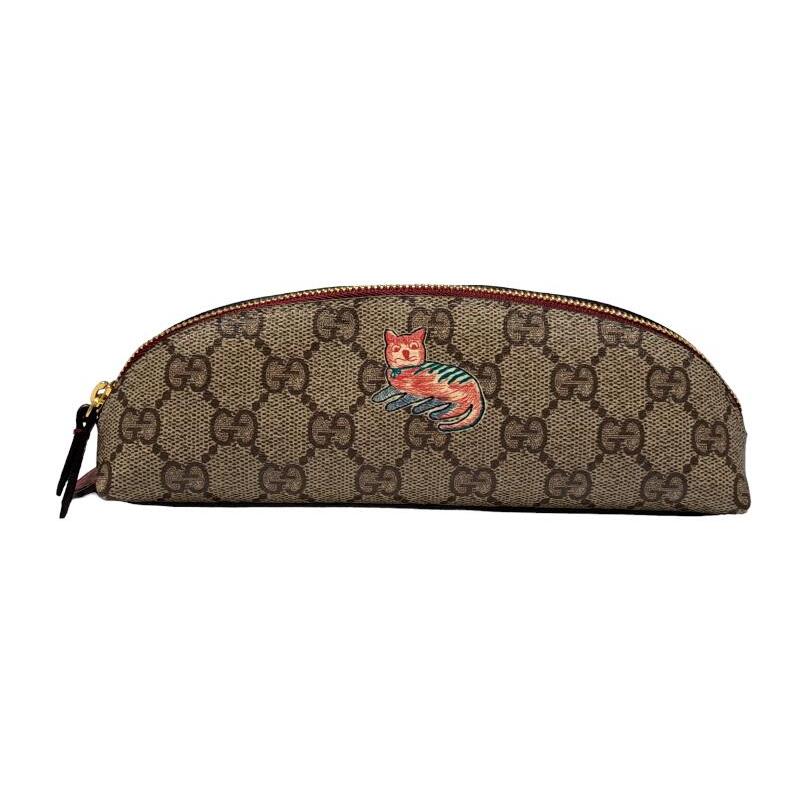 GUCCI（グッチ） 新品同様 ペンケース GGスプリーム 6621129 猫