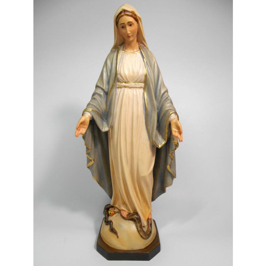 創業100年《レーピ》木彫り 聖母マリア像「無原罪」カラー仕上げ（手