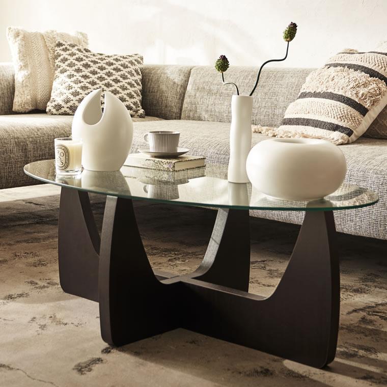 Re:EDIT（リエディ） ガラステーブル オーバルテーブル モダン ガラス