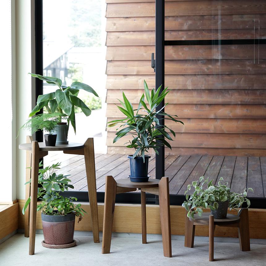 花台 木製 フラワースタンド Mash プランツテーブル 3点セット