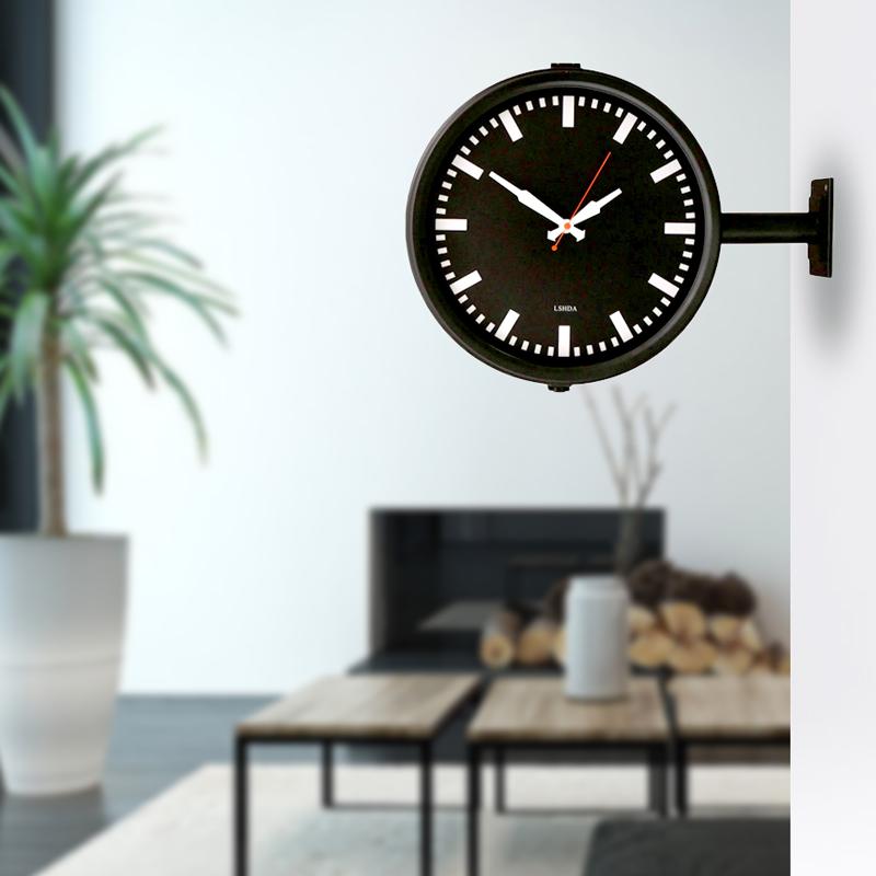 両面時計 掛け時計 ブルックリン インダストリアル 金属製 メタル