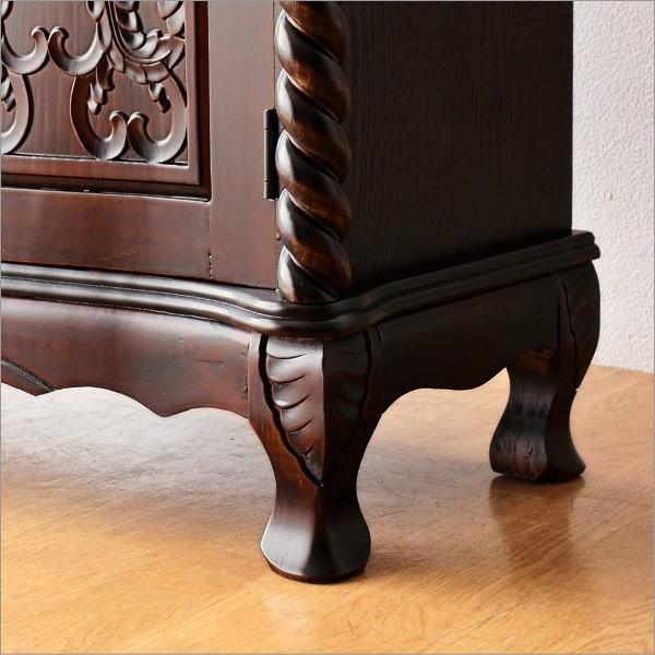 アンティーク調 猫脚 花柄 サイドチェスト キャビネット 電話台 サイド