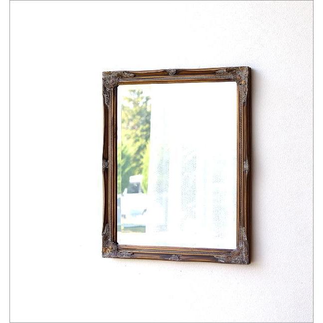 鏡 壁掛けミラー アンティークゴールド レトロ ウォールミラー