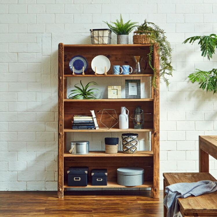 シェルフ ラック おしゃれ 完成品 古材 木製 収納棚 5段 飾り棚 本棚