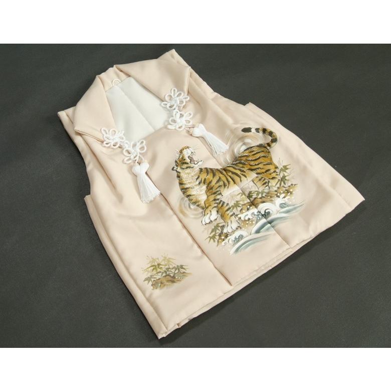 京美 七五三 3歳 着物 男の子 絹100％ 正絹 被布単品 ベージュ 虎