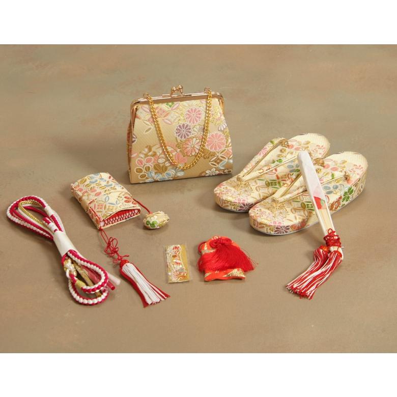 京美 七五三 7歳 草履バッグ筥迫セット 箱セコセット ベージュゴールド