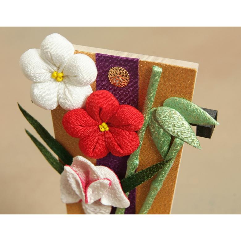 羽子板 ちりめん細工羽子板飾り 四君子 お正月飾り 木製スタンド付