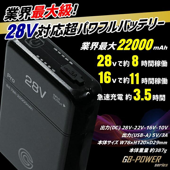 即日発送 空調服用 28V専用 バッテリーセット GB-POWER GB428PD