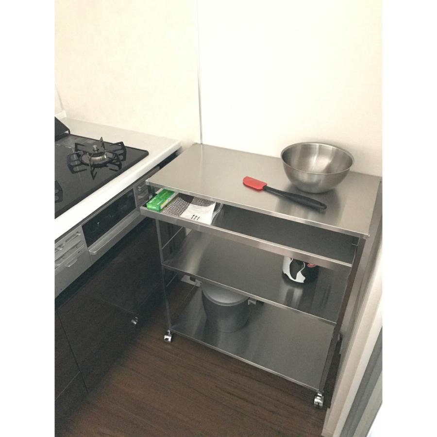 dinos（ディノス） ステンレス作業台ワゴン 引き出し1杯タイプ 幅73.5