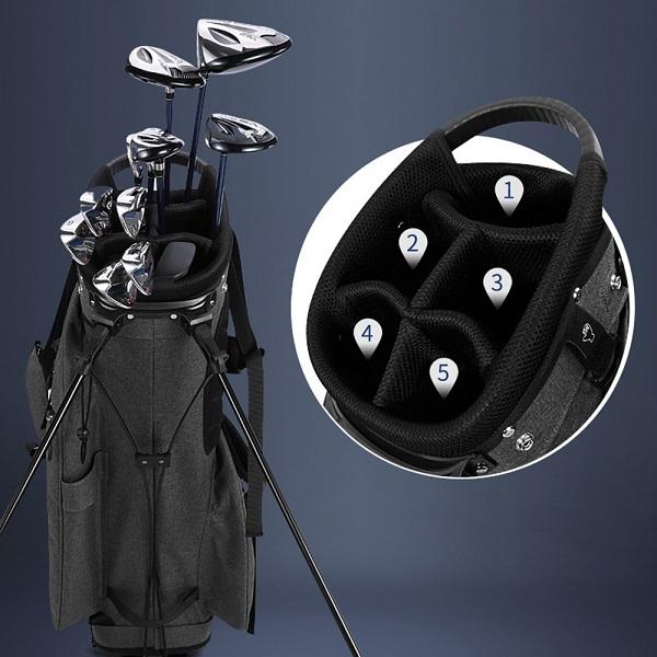 キャディバッグ メンズ ゴルフバッグ 5分割 14本 自立 収納 軽量