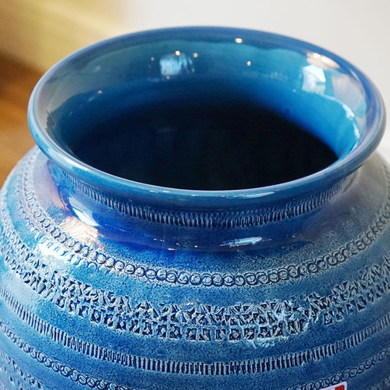 傘立て アンブレラスタンド 陶器 イタリア製傘立て ブルー 青 丸型