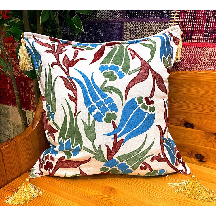 2枚セット トルコ製 クッションカバー トルコ国花 チューリップ柄