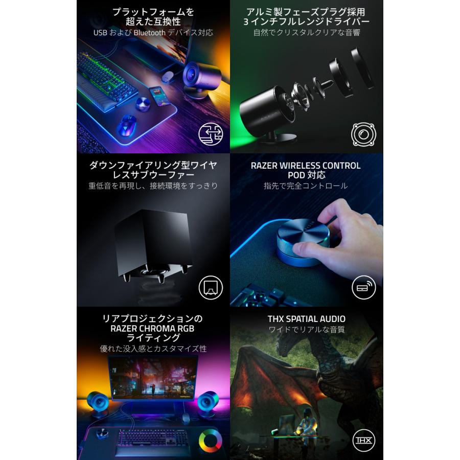 Razer（レイザー） Razer Nommo V2 Pro Bluetooth 5.3 ワイヤレスサブ