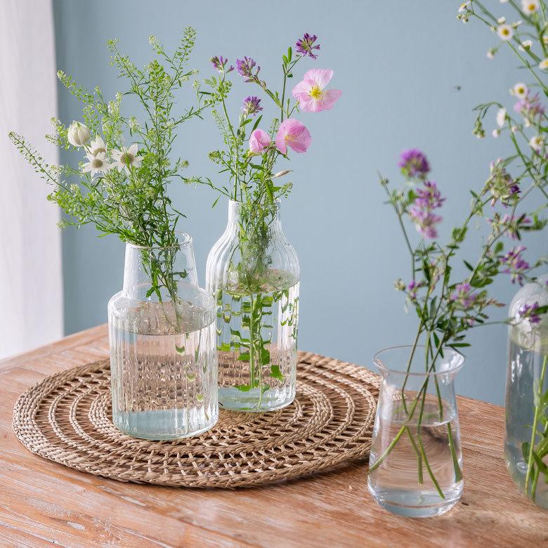 フラワーベース 花瓶 ガラス クリア 一輪挿し 高さ 18cm フラワー