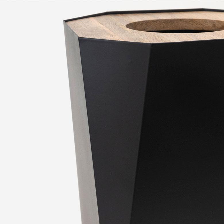 ゴミ箱 ダストボックス アイアン ウッド 蓋つき ブラック ごみ箱 7.5