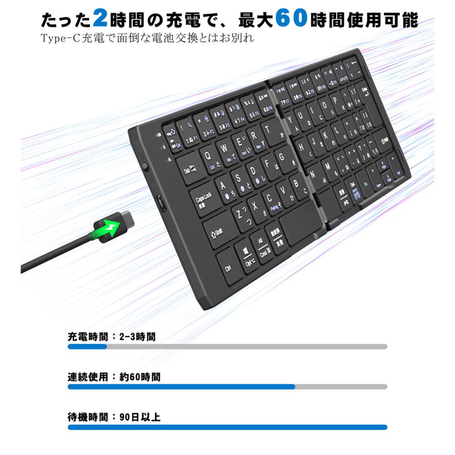 Bluetooth キーボード 折りたたみ 日本語配列 iPad ブルートゥース