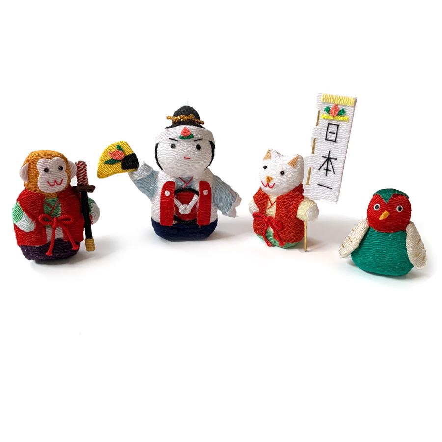 ちりめん細工 桃太郎 犬 猿 雉 4点セット 端午の節句 五月人形 こども