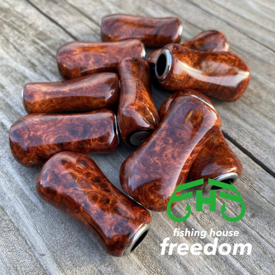 FHF リール ハンドルノブ 花梨 パドル1形 花梨単色瘤 釣り 木 シマノa