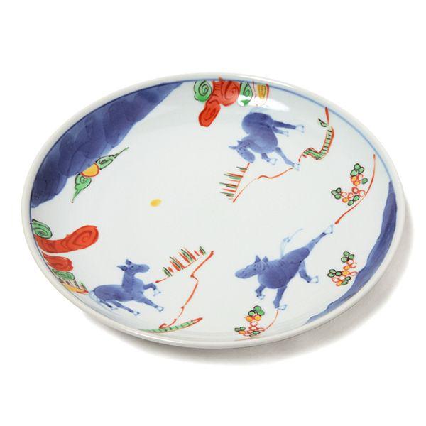 有田焼 メイン皿 天啓赤絵群馬図7寸丸皿 【福珠窯（有田焼窯元