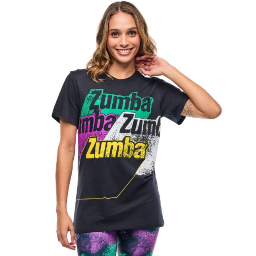 ズンバ（ZUMBA） ロゴ クルーネック Tシャツ ブラック ユニセックス