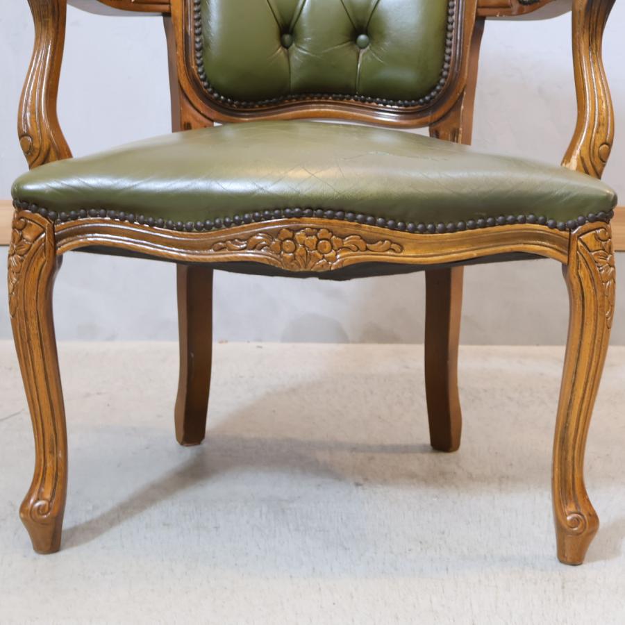 アームチェア サロンチェア 鋲打ち 猫脚 ダイニングチェア